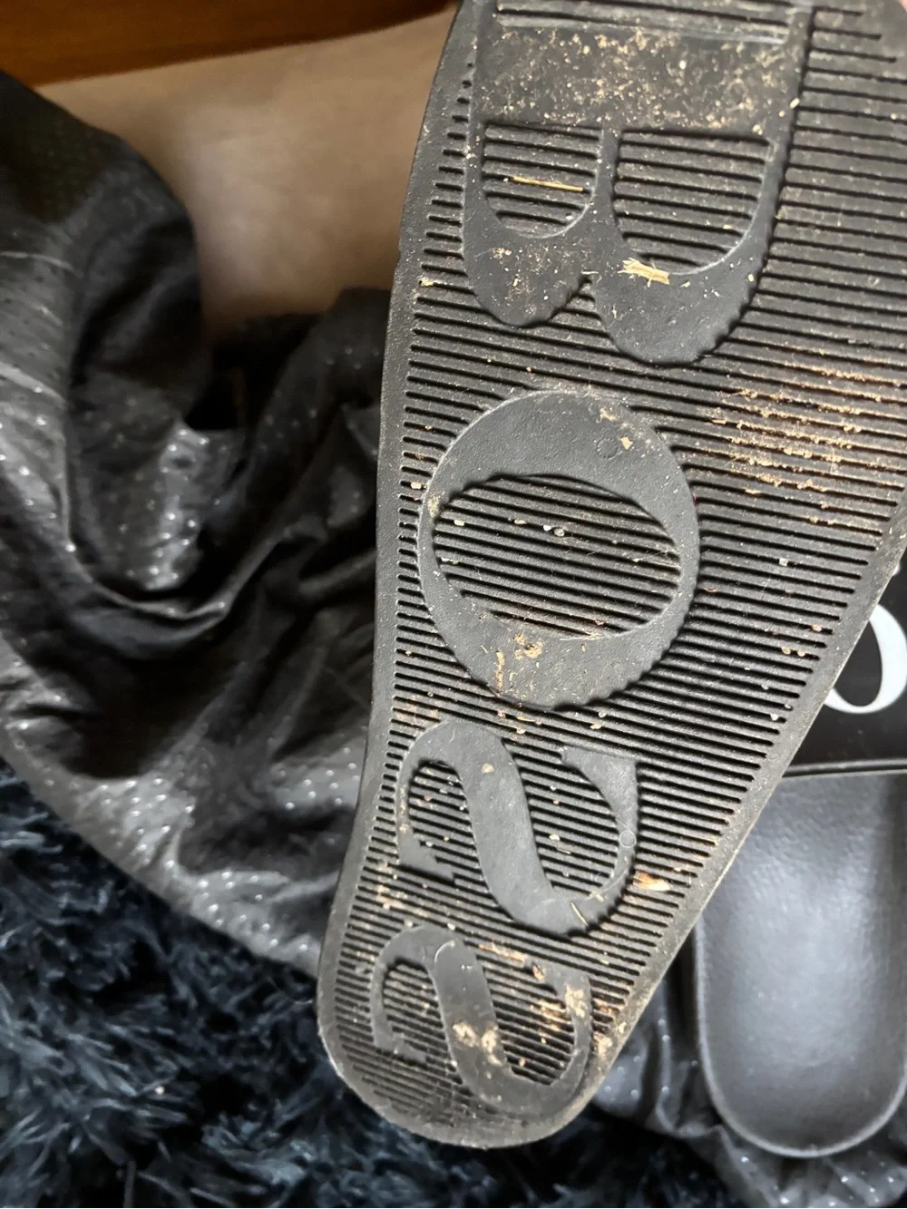 Hugo Boss Black Slide Sandals with White Logo